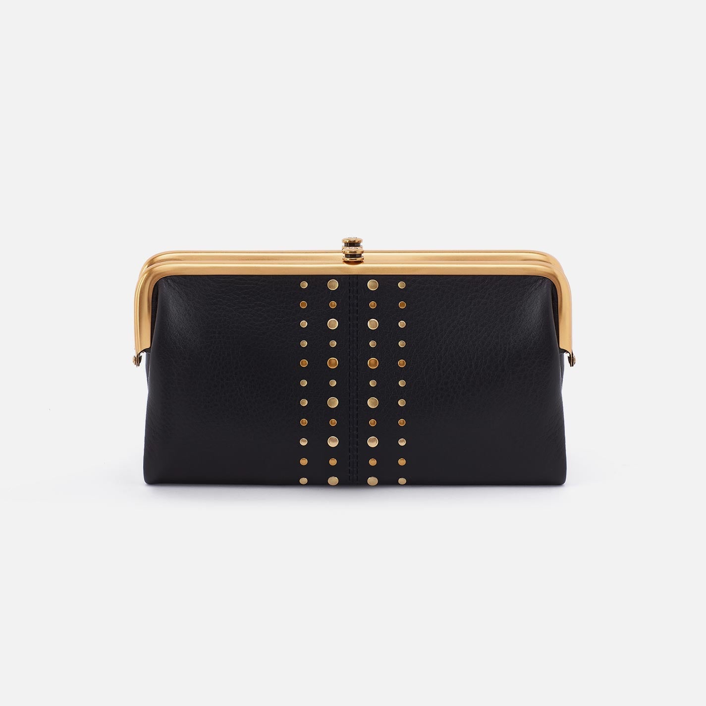 Lauren Clutch-Wallet in Pebbled Leather – Black With Studs