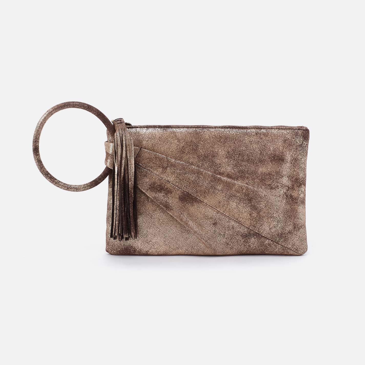 Sheila Soft Ring Clutch in Metallic Leather – Cocoa Platinum