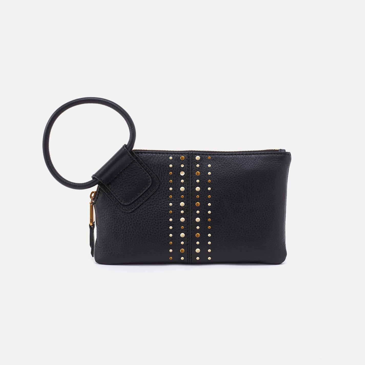 Sable Wristlet in Pebbled Leather – Black With Studs