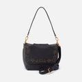 Harley Convertible Shoulder Bag in Pebbled Leather – Black With Studs