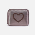 Beauty Cosmetic Pouch in Metallic Leather – Pewter Spur