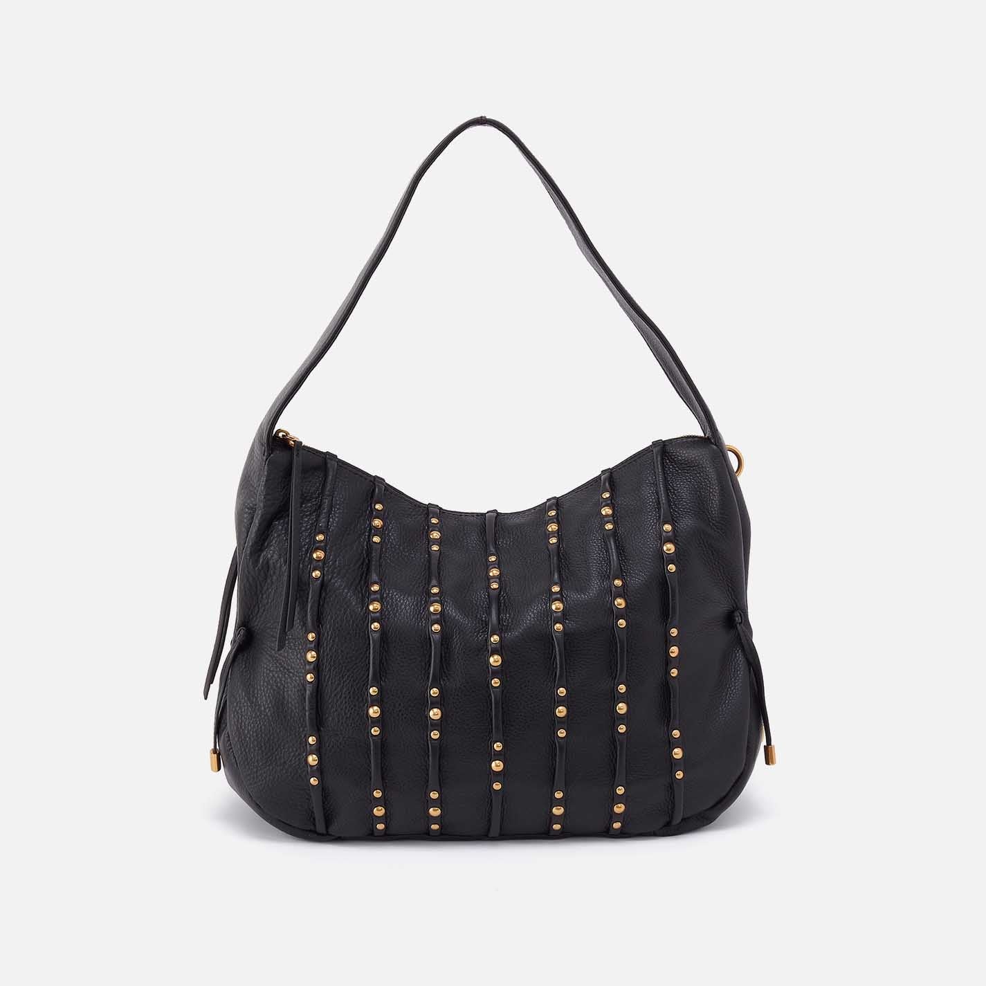 Kori Hobo in Pebbled Leather – Black With Studs