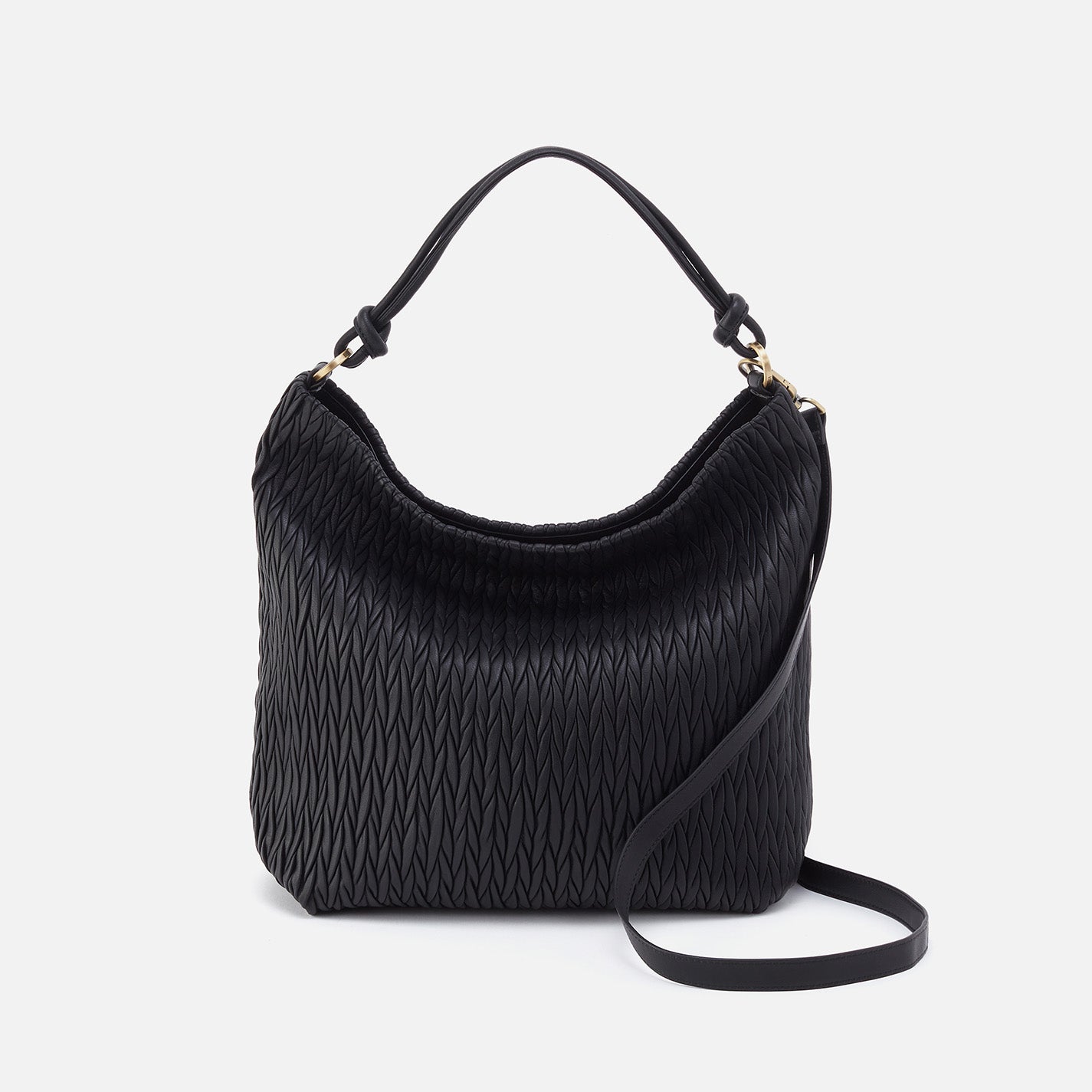 Lindley Hobo In Soft Pleated Leather – Black