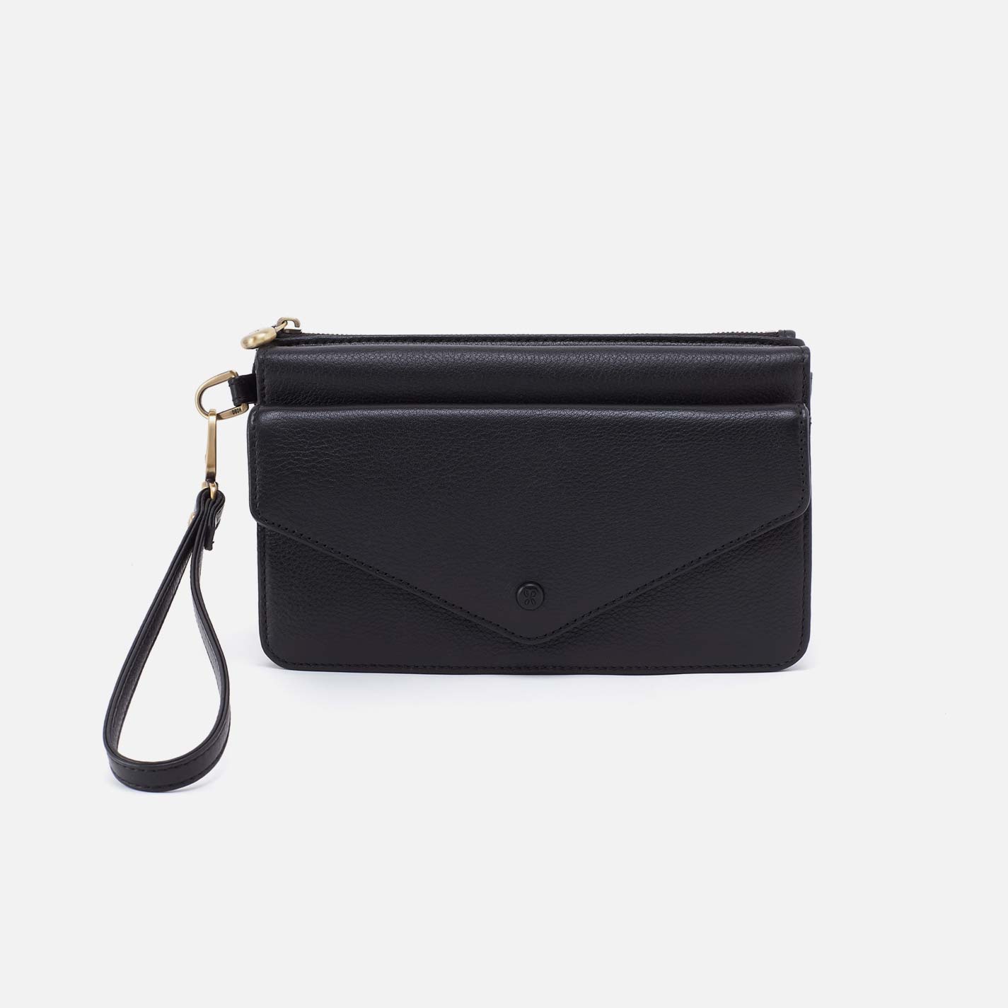Goldie Wristlet in Pebbled Leather – Black