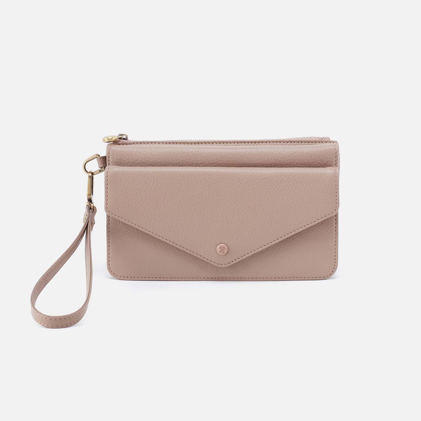Goldie Wristlet in Pebbled Leather – Warm Adobe