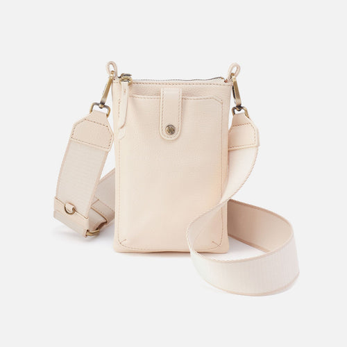 Cass Phone Crossbody In Pebbled Leather – Cream