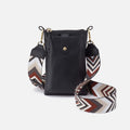 Cass Phone Crossbody in Pebbled Leather – Black