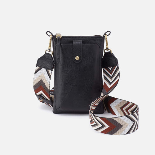 Cass Phone Crossbody in Pebbled Leather – Black