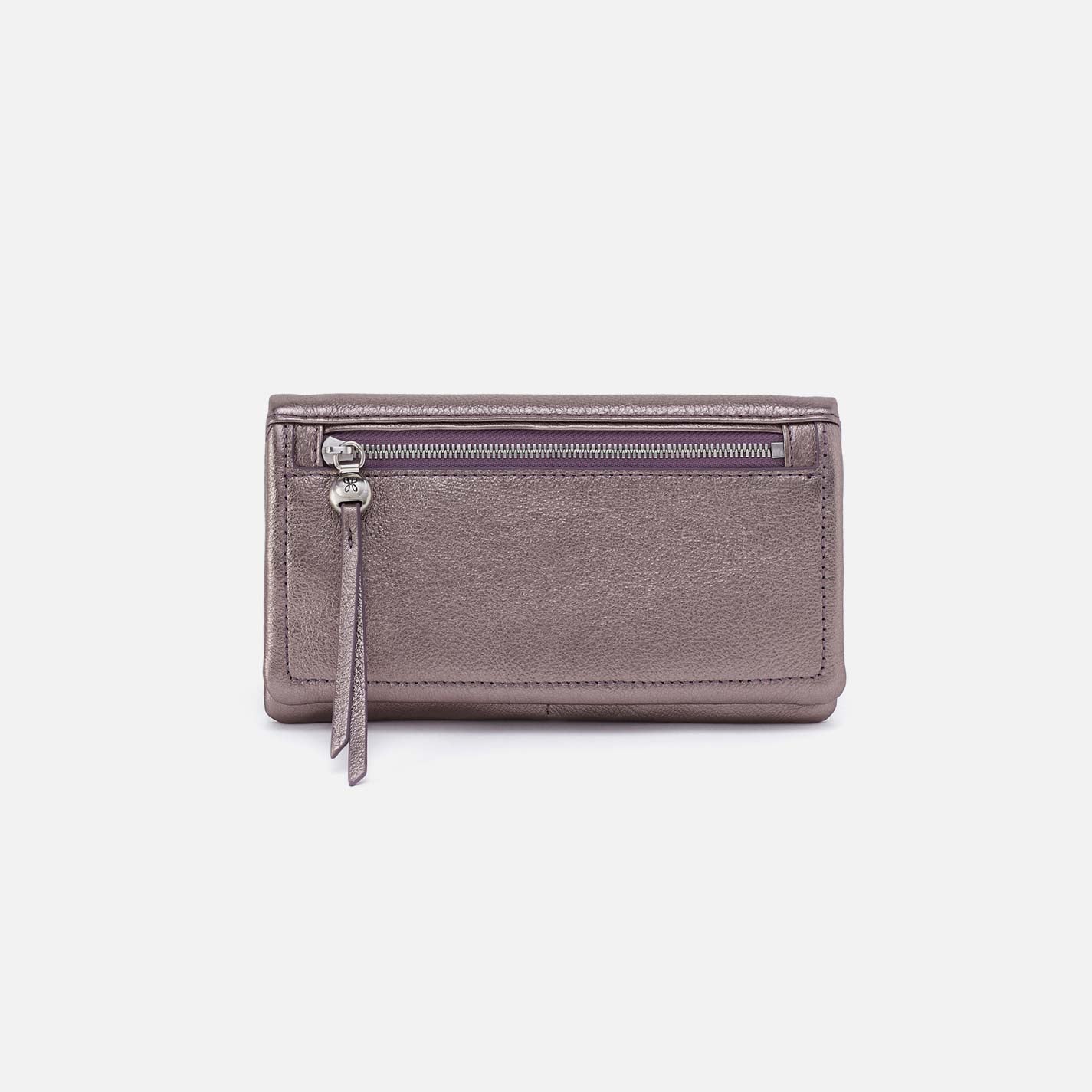 Lumen Continental Wallet in Metallic Leather – Pewter Spur