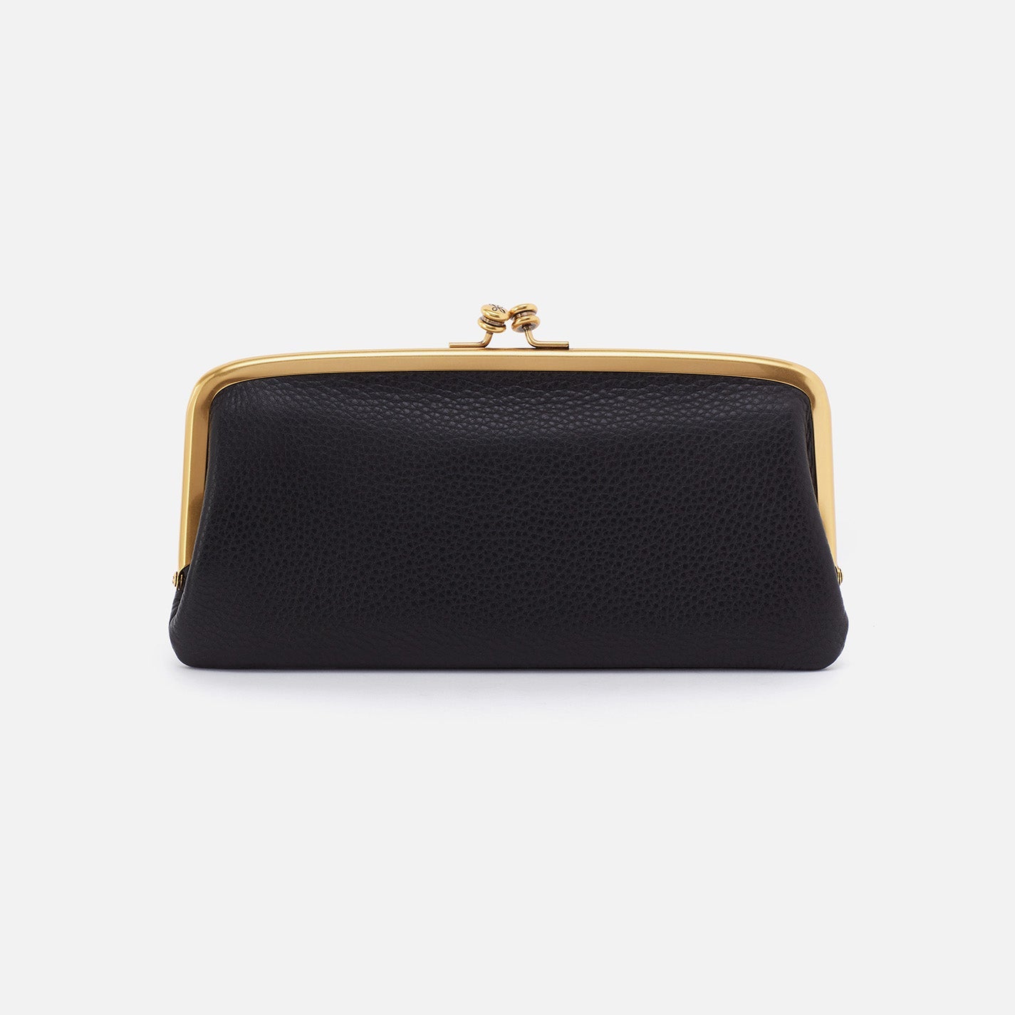 Cora Large Frame Wallet In Pebbled Leather – Black