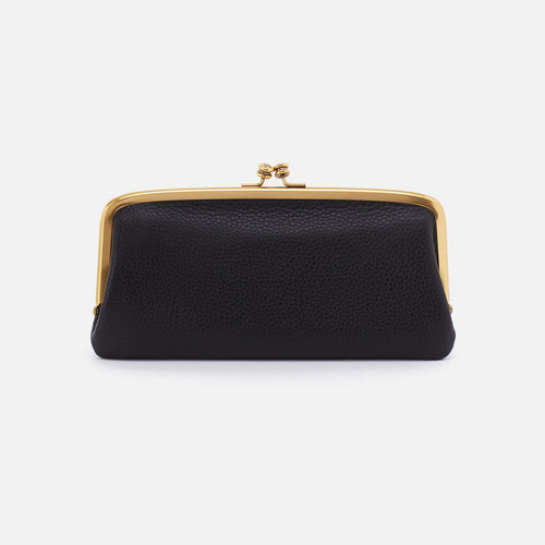 Cora Large Frame Wallet In Pebbled Leather – Black