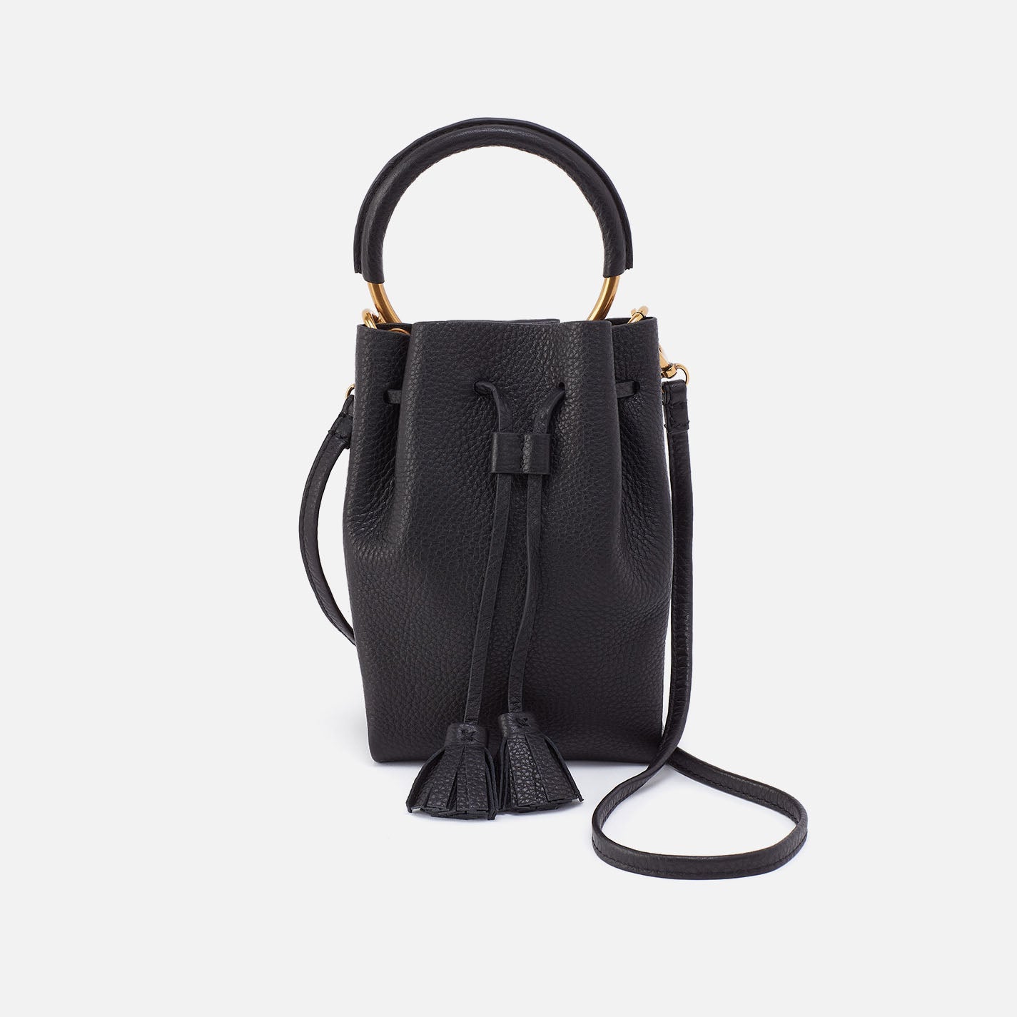 Eden Phone Crossbody In Pebbled Leather – Black