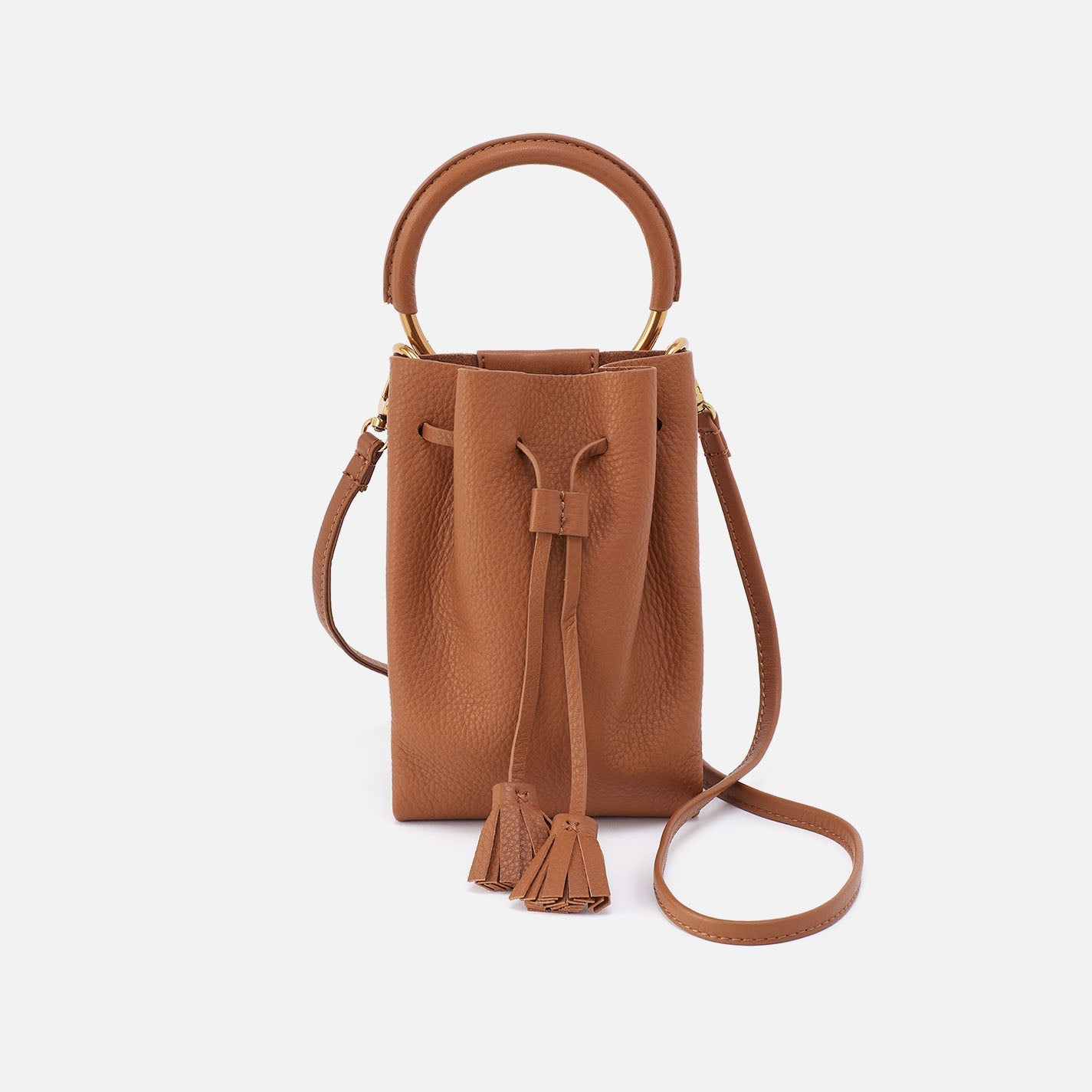 Eden Phone Crossbody In Pebbled Leather – Warm Honey