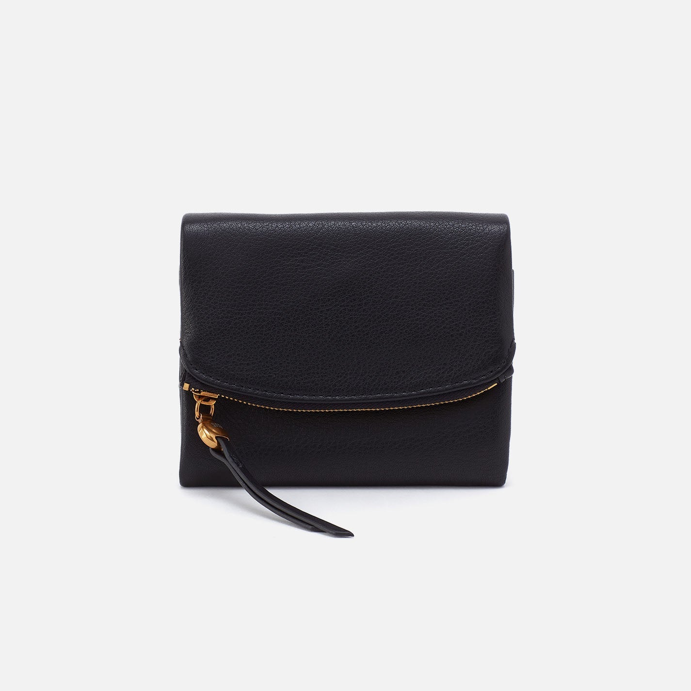 Fern Medium Trifold Wallet In Pebbled Leather – Black