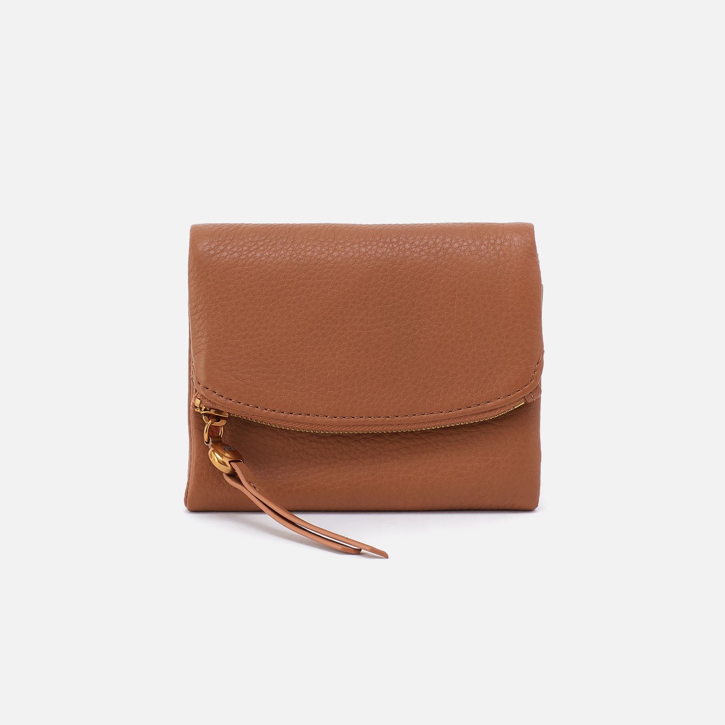 Fern Medium Trifold Wallet In Pebbled Leather – Warm Honey