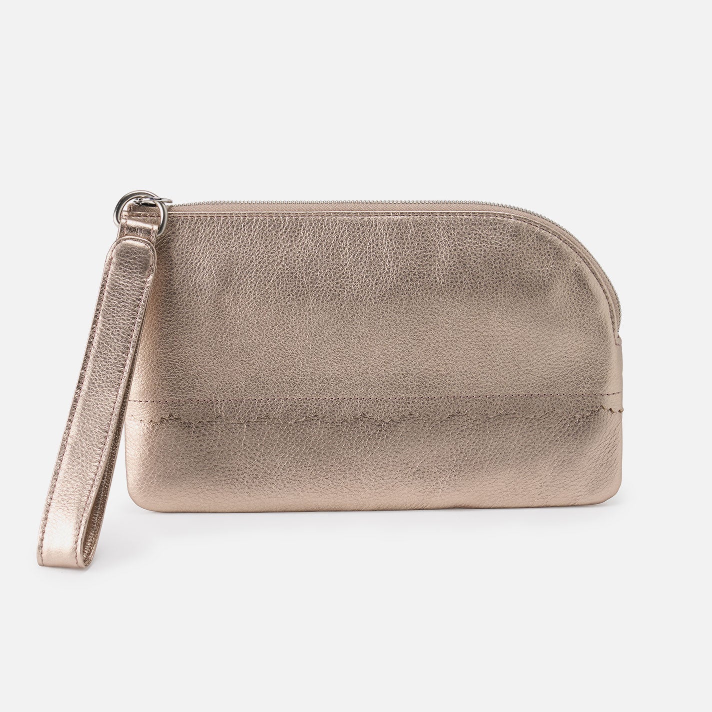 Tabby Wristlet In Metallic Leather – Cameo Quartz