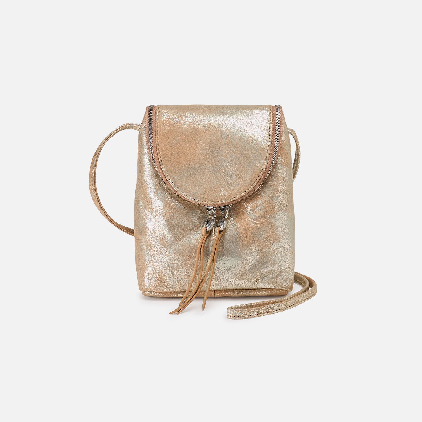 Fern Crossbody In Metallic Leather – Saddle Stardust