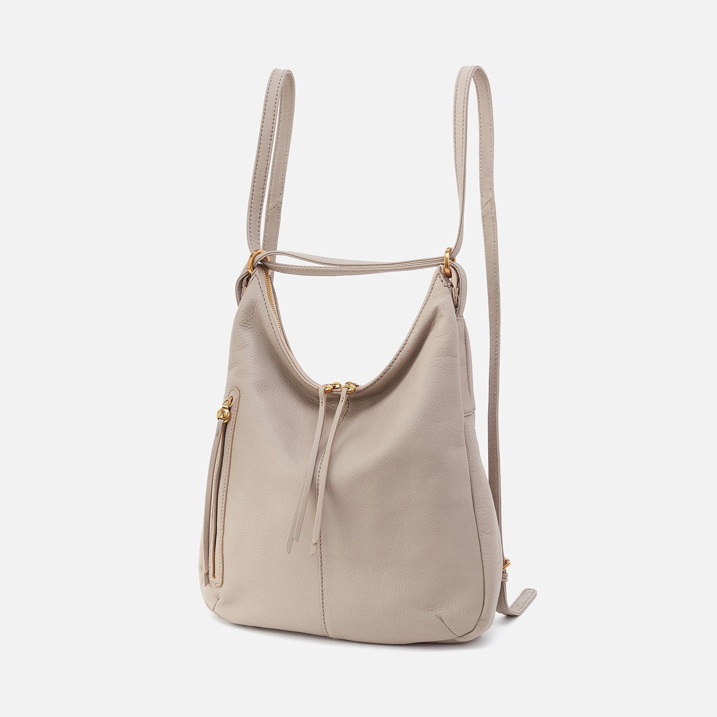 Merrin Convertible Backpack in Pebbled Leather – Taupe