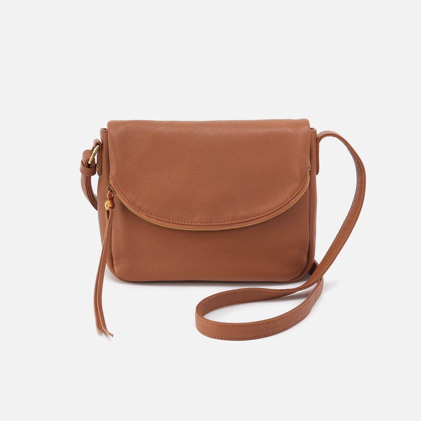Fern Messenger Crossbody In Pebbled Leather – Warm Honey