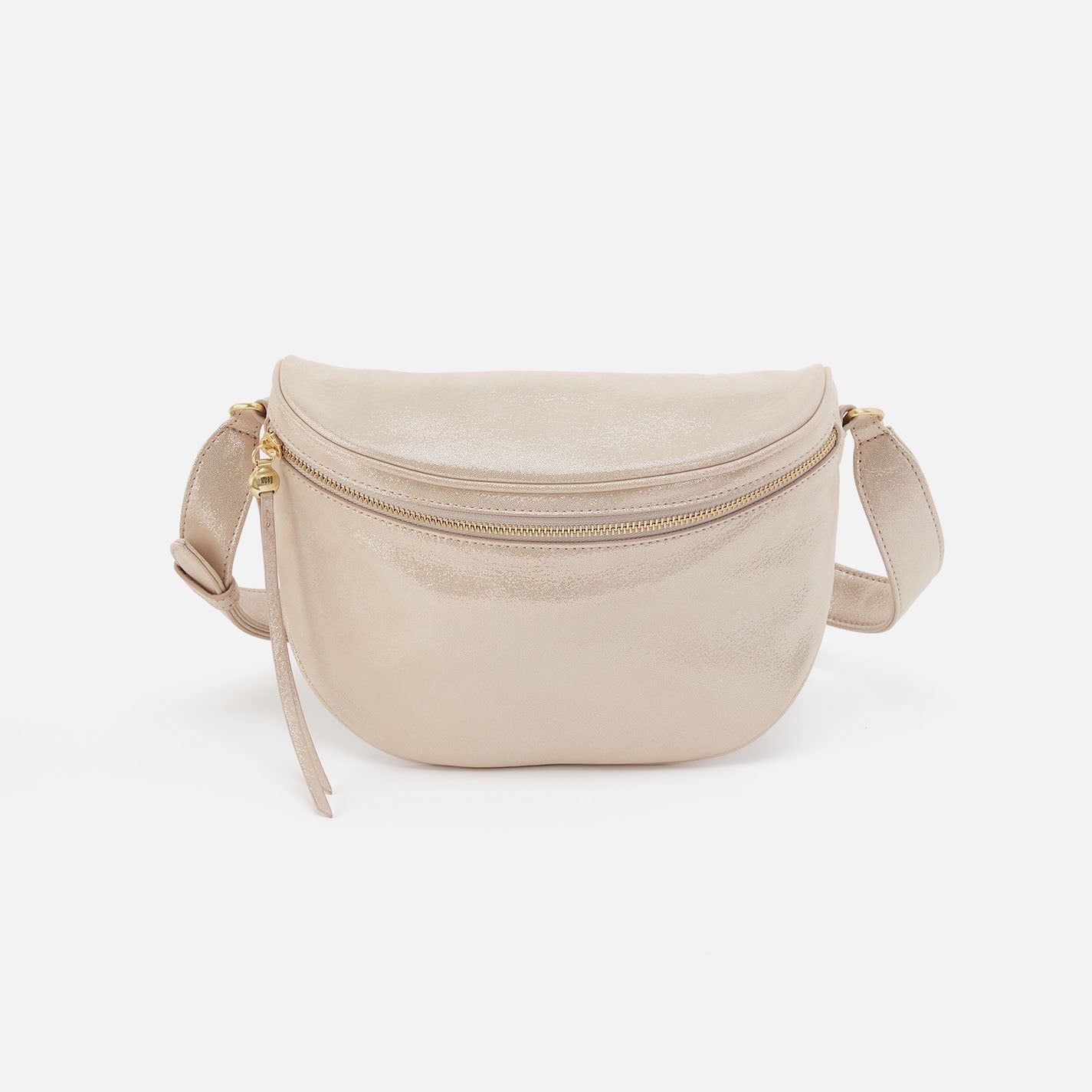 Juno Belt Bag In Metallic Leather – Sand Shimmer