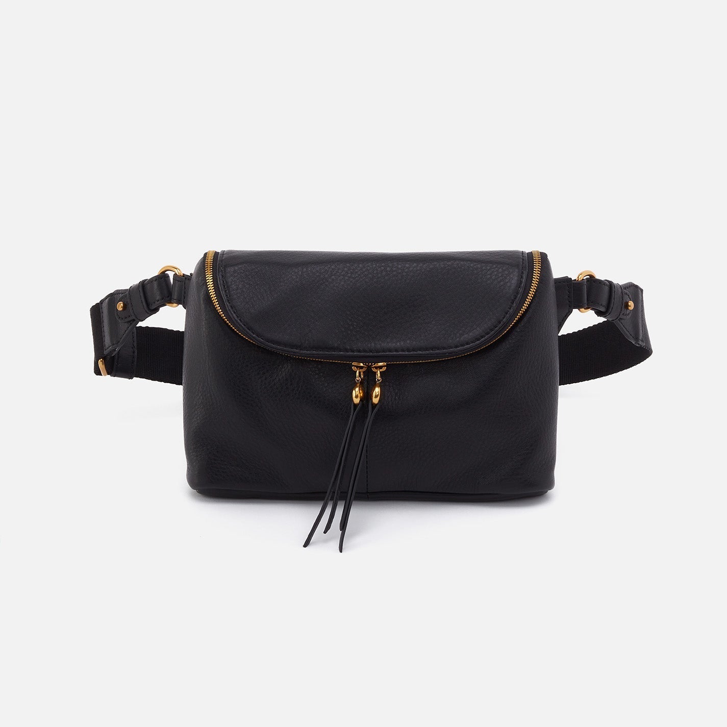 Fern Large Belt Bag in Pebbled Leather – Black