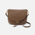 Fern Foldover Messenger In Pebbled Leather – Dark Elm