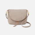 Fern Foldover Messenger In Pebbled Leather – Taupe