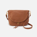 Fern Foldover Messenger In Pebbled Leather – Warm Honey