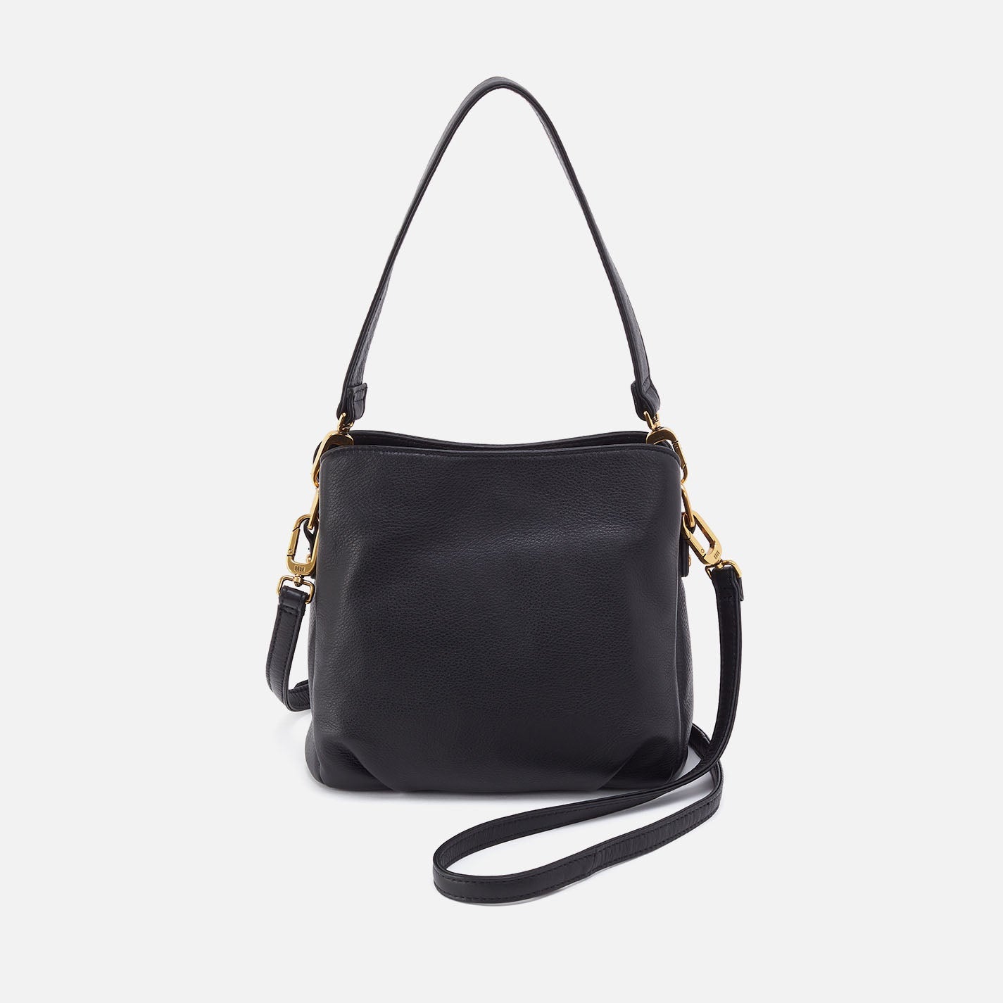 Starr Convertible Shoulder Bag in Pebbled Leather – Black