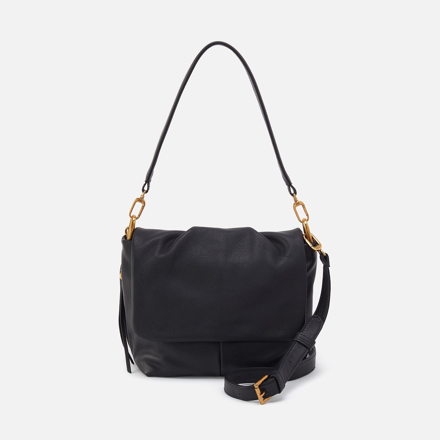 Harley Convertible Shoulder Bag in Pebbled Leather – Black