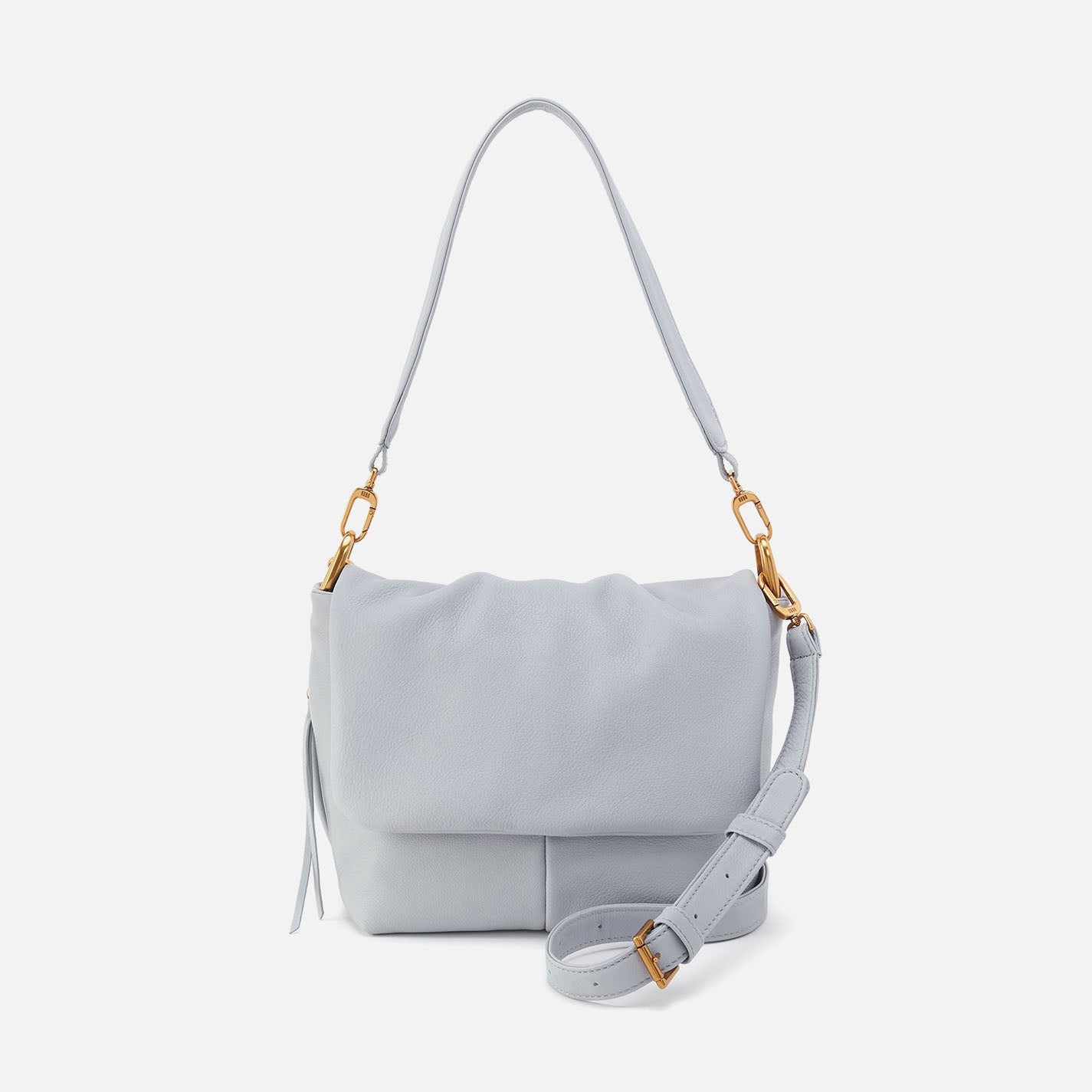 Harley Convertible Shoulder Bag In Pebbled Leather – Blue Pearl