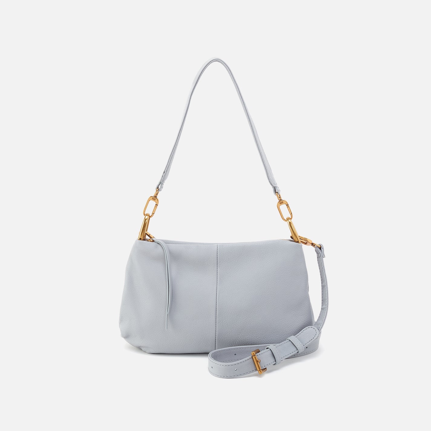 Advance Shoulder Bag In Pebbled Leather – Blue Pearl