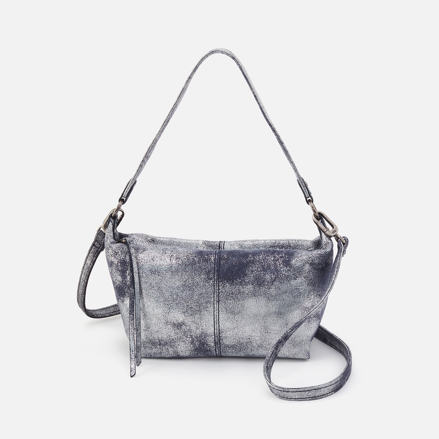 Laguna Crossbody In Metallic Leather – Blue Pewter