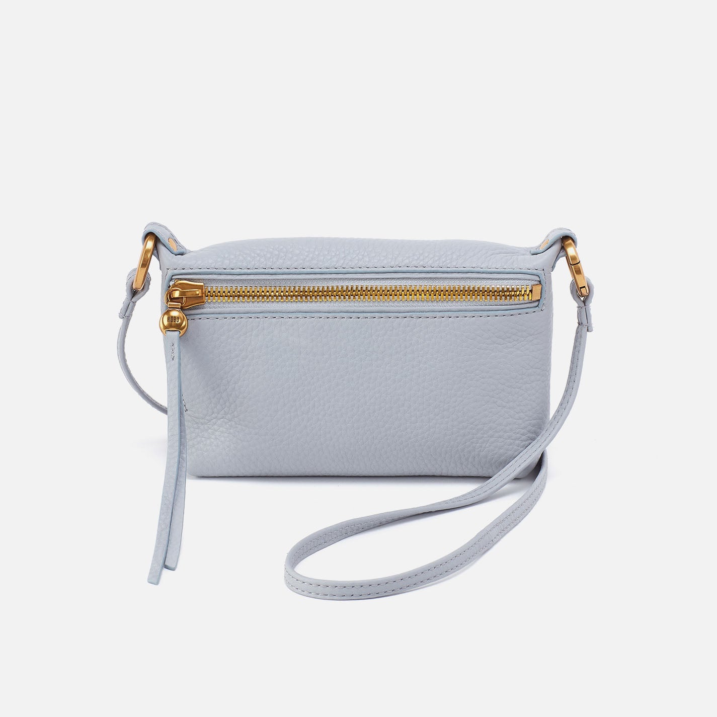 Run About Crossbody In Pebbled Leather – Blue Pearl