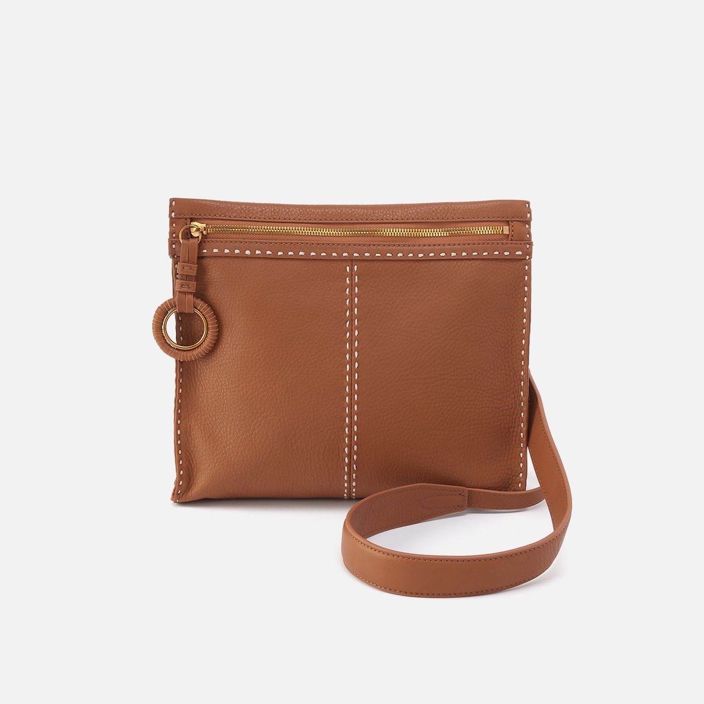 Austin Medium Crossbody in Pebbled Leather – Warm Honey