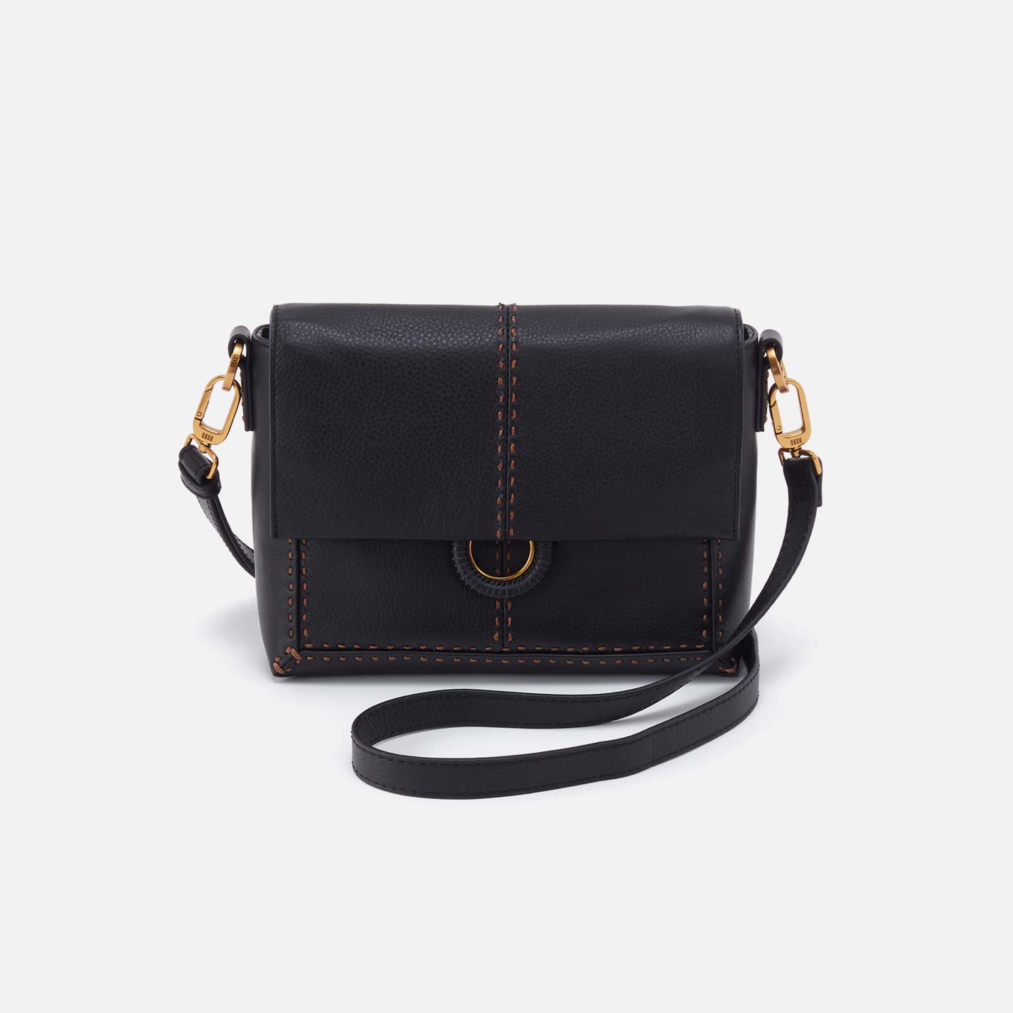 Austin Flap Crossbody in Pebbled Leather – Black