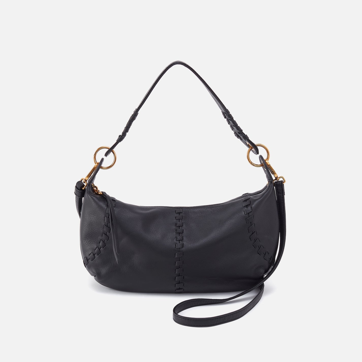 Opal Mini Shoulder in Pebbled Leather – Black