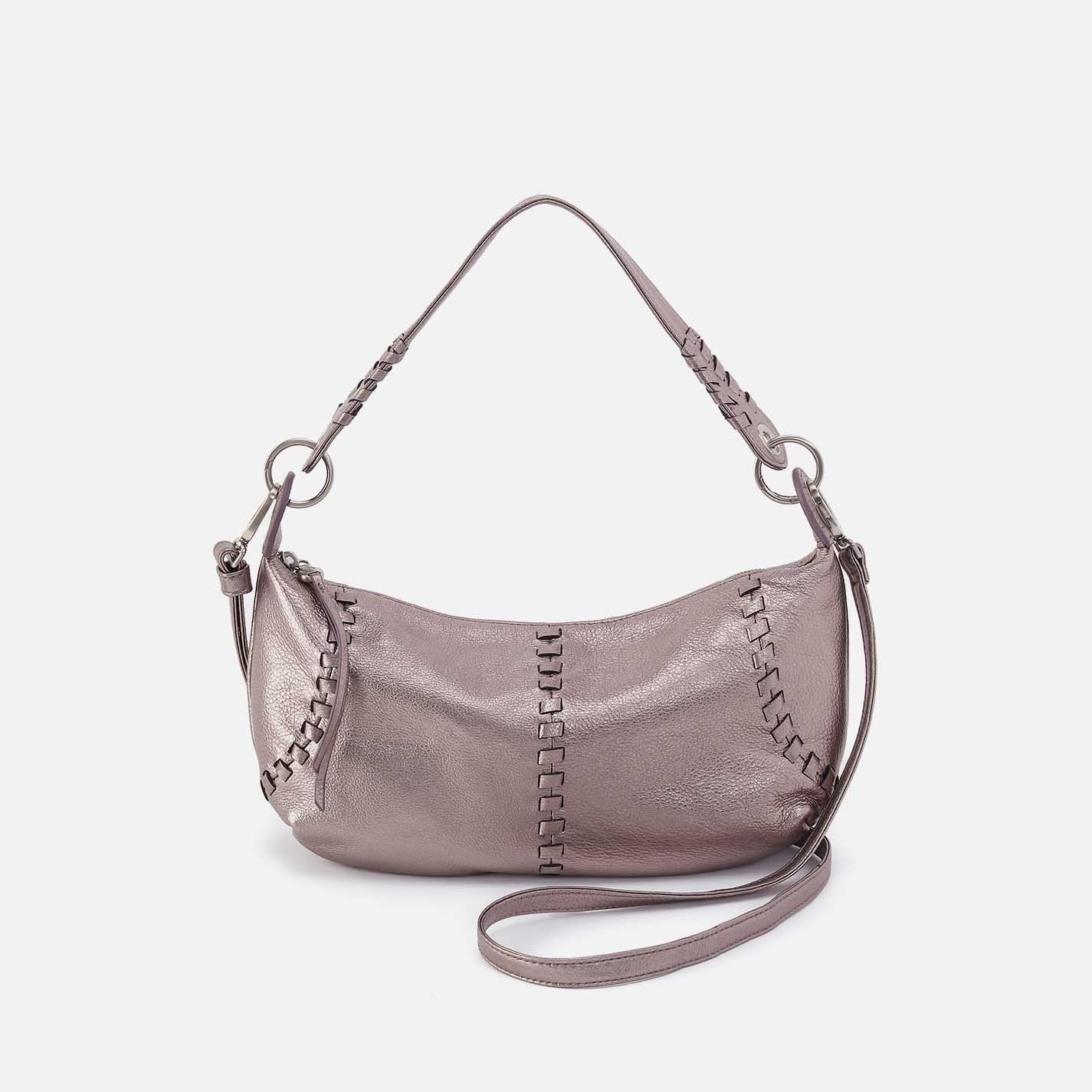 Opal Mini Shoulder in Metallic Leather – Pewter Spur