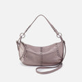 Opal Mini Shoulder in Metallic Leather – Pewter Spur