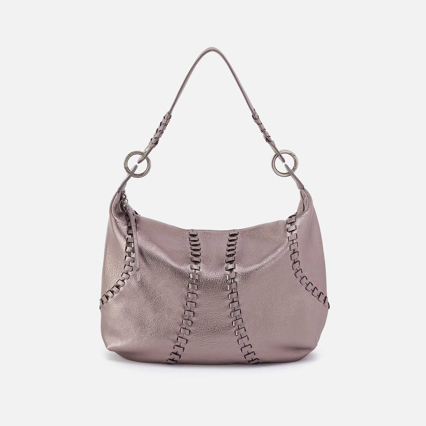 Opal Shoulder in Metallic Leather – Pewter Spur