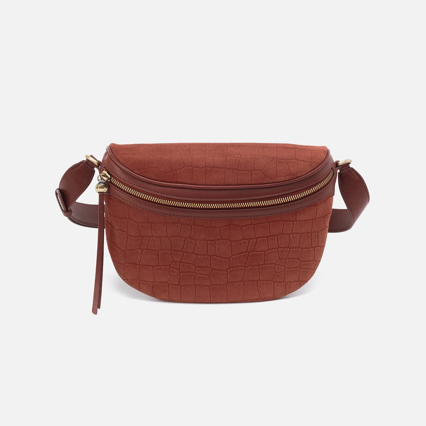 Juno Belt Bag In Suede – Sequoia Croc Emboss