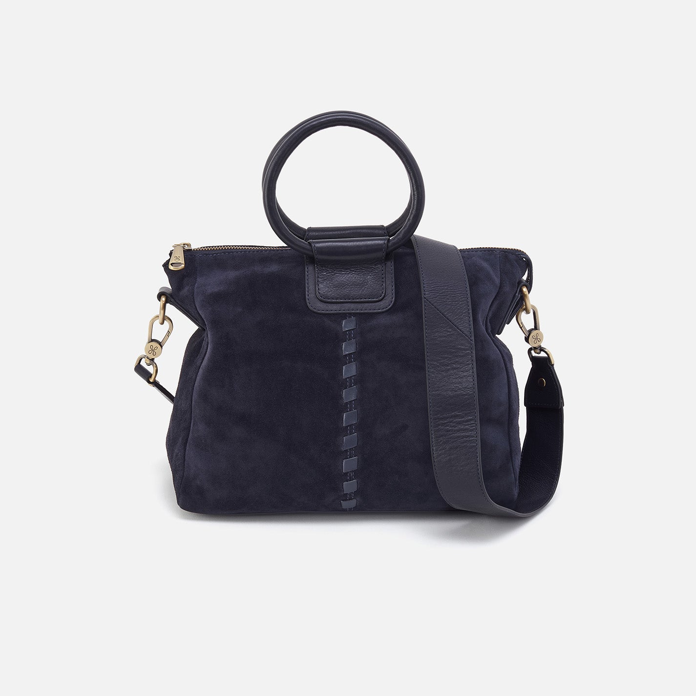Sheila Medium Satchel in Suede – Navy