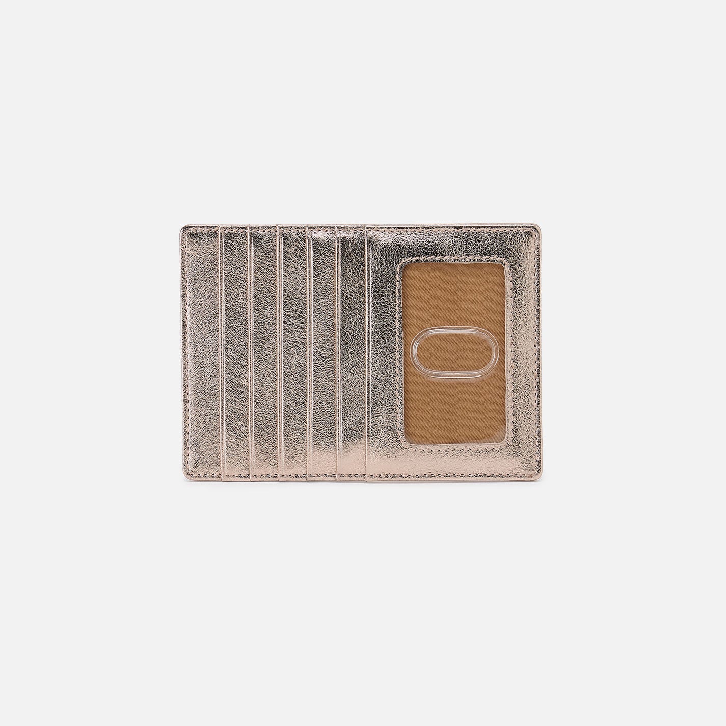 Euro Slide Card Case In Metallic Leather – Cameo Quartz