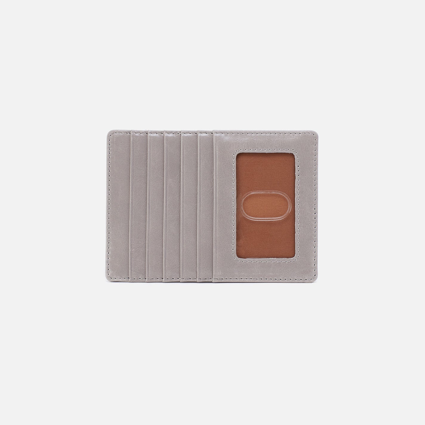 Euro Slide Card Case In Polished Leather – Light Grey