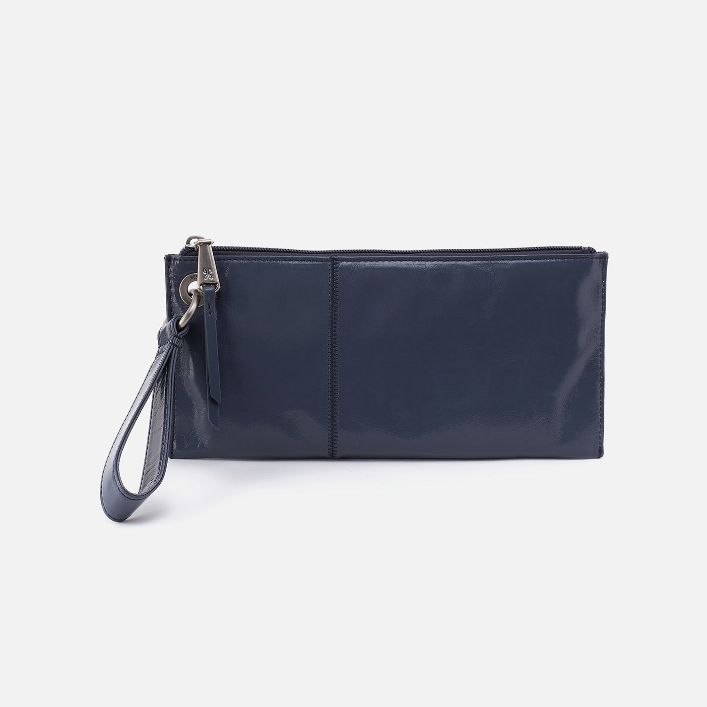 Vida Wristlet In Polished Leather – Blue Stone