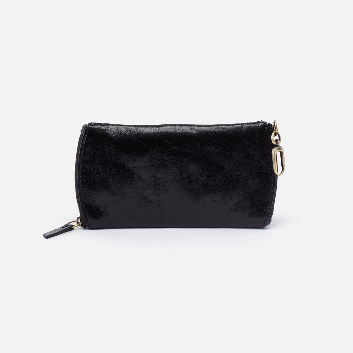 Spark Double Eyeglass Case in Polished Leather – Black