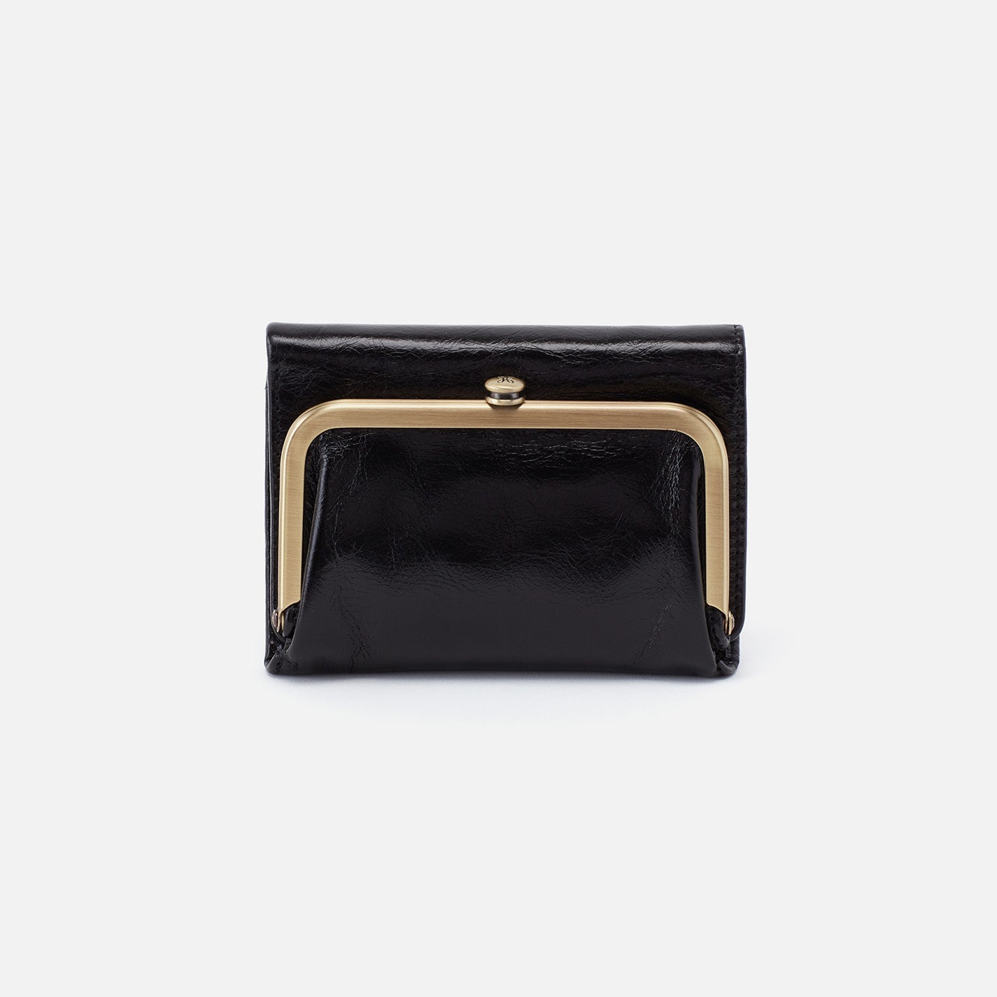 Robin Compact Wallet in Polished Leather – Black