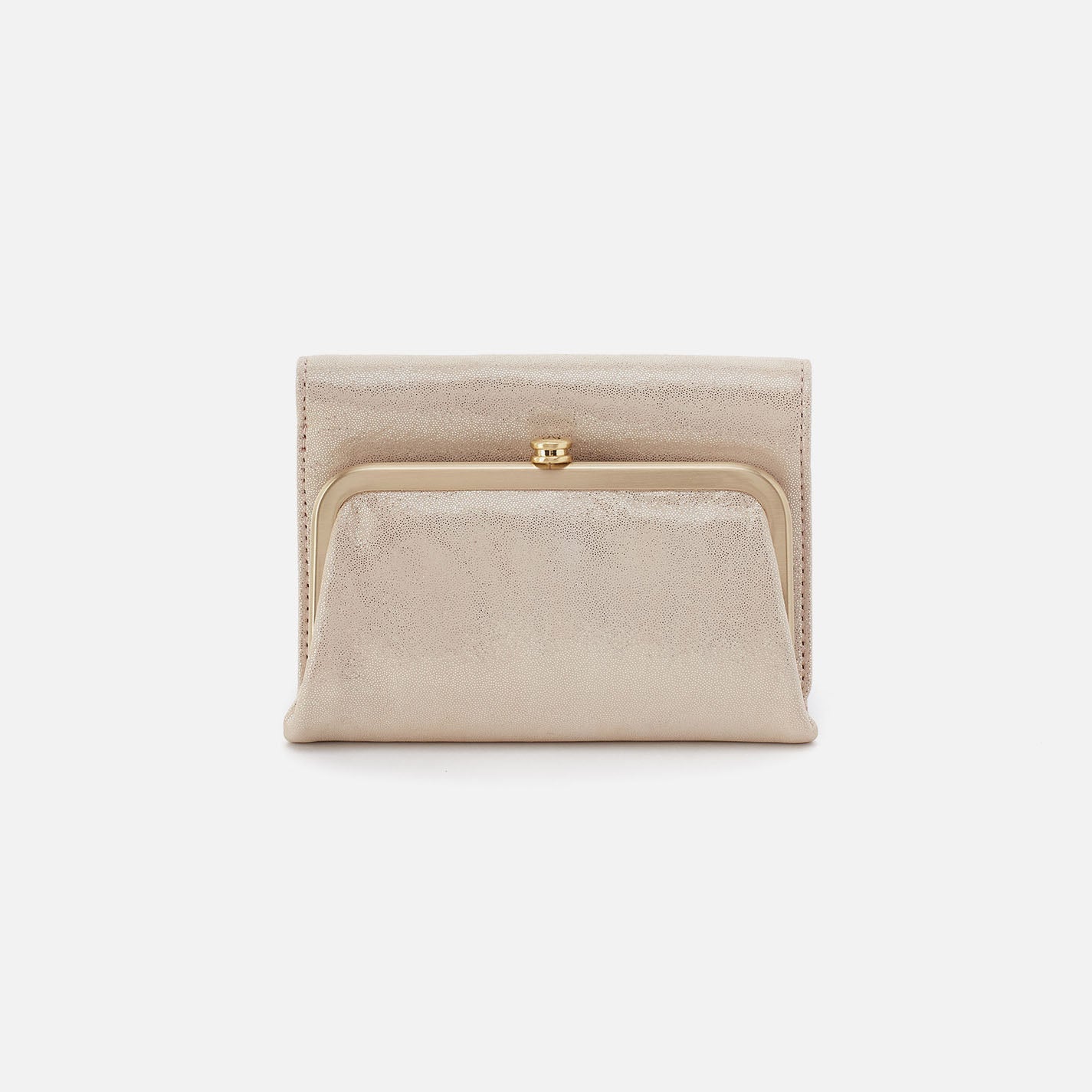 Robin Compact Wallet In Metallic Leather – Sand Shimmer