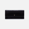 Jill Large Trifold Wallet In Polished Leather – Black