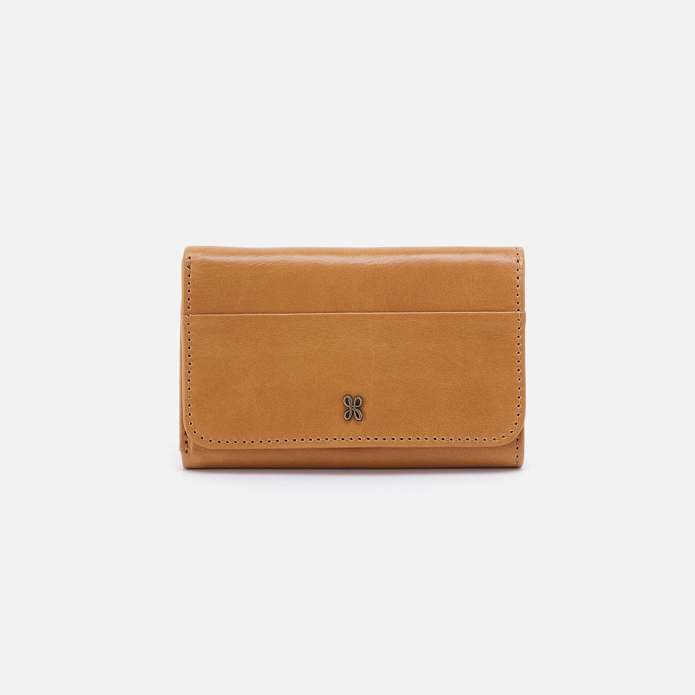 Jill Trifold Wallet In Polished Leather – Natural